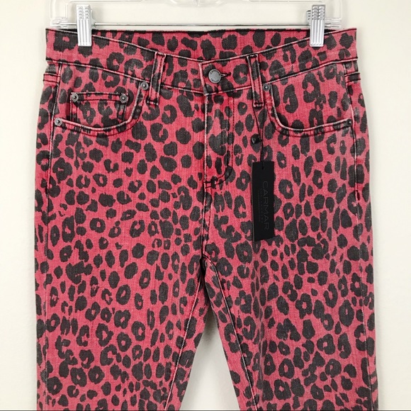 NEW LF Carmar Ryan Red Cheetah Mid-Rise Slim Jeans - Picture 3 of 8